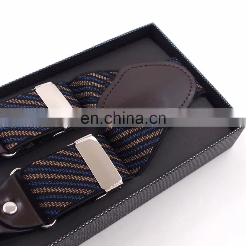 Yiwu Longkang Men's real leather 6 clips twill design printing suspenders