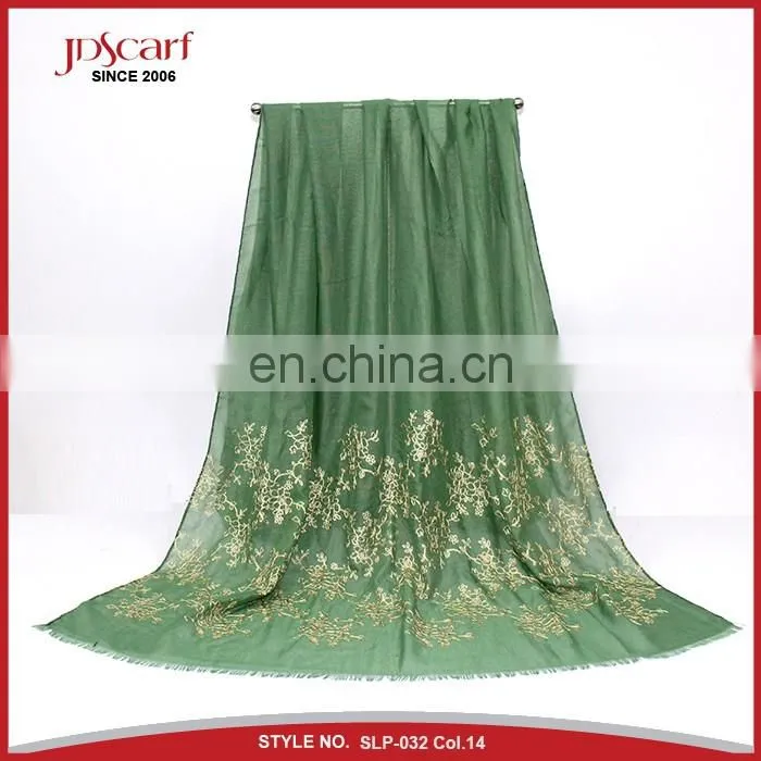 New designs multiple colors pashmina scarf muslim woman with embroidery pattern