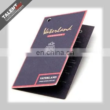 custom private design middle folded printed paper tag for garment