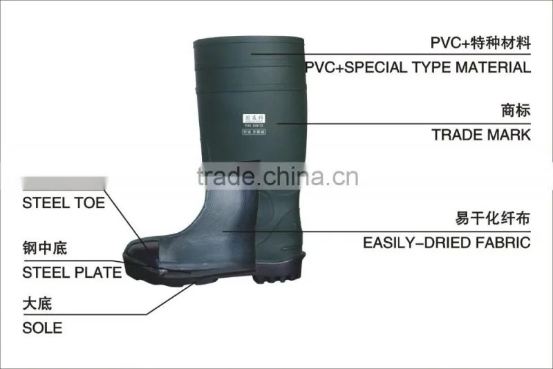 china fashion new yellow pvc rain boots/mining work boots