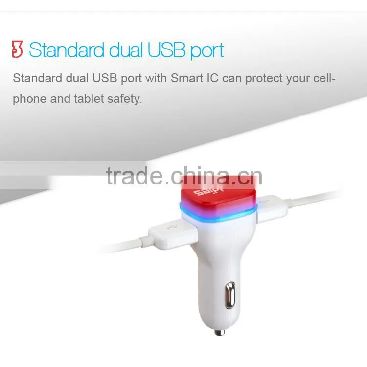 5V 4.8A Dual USB Car Chargers with CE,Rohs, suitable for Iphone,ipad,smart phone ,GPS and More