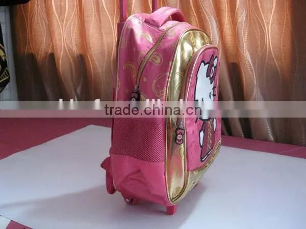 High quality cartoon kids school bags with trolley