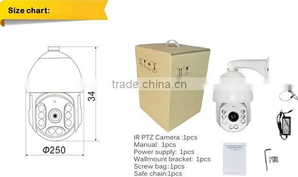 Low Cost 1080P outdoor 1/3" CMOS Pan/Tilt /Zoom Camera Metal housing 2.0MP High Speed Dome Camera Full HD TVI Camera IR 120M
