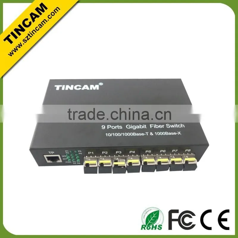 Gigabit Ethernet SFP Fiber Switch single mode 20km