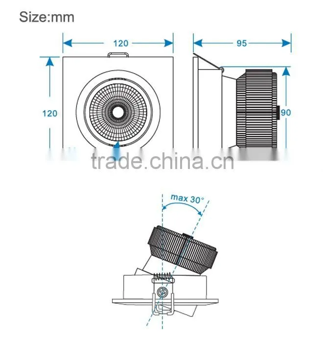 6w 9w 10w 15w 20w 30w 40w 50w square led cob downlight