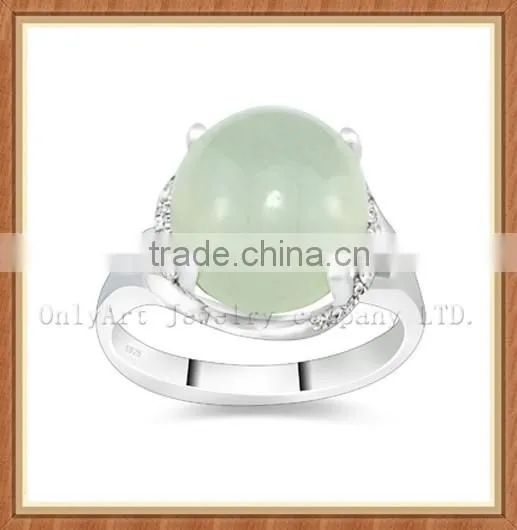 elegant natural white jade 925 sterling silver ring
