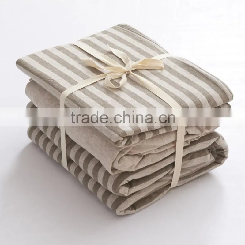 Spinning Knitted Striped 4pcs Bedding Sets/Cotton Striped 4pcs Bedding Sets