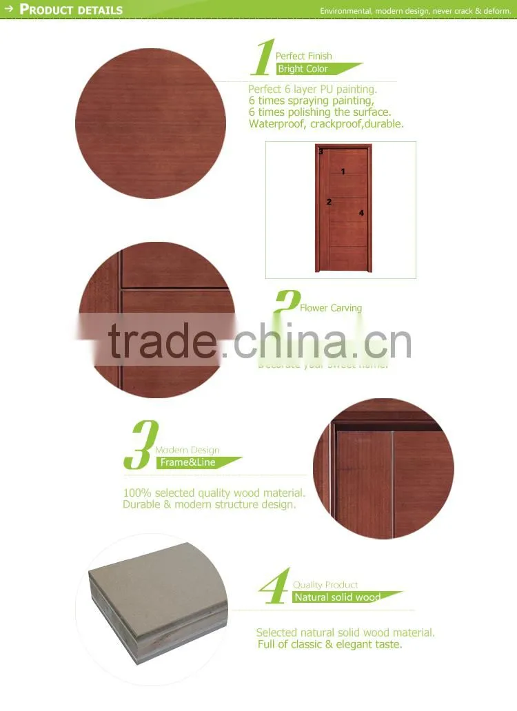 Top fashion new nature teak wood main door designs flat wood door in guangzhou