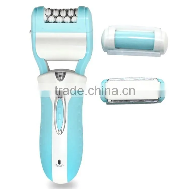 Rechargeable battery ladies fashion electric shaver epilator and pedicure foot file 3 in 1