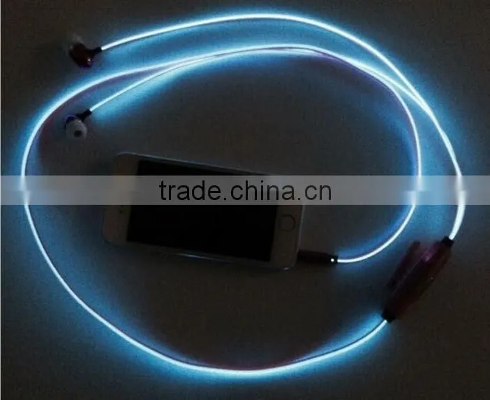 Factory price EL earphones led earphones with microphones
