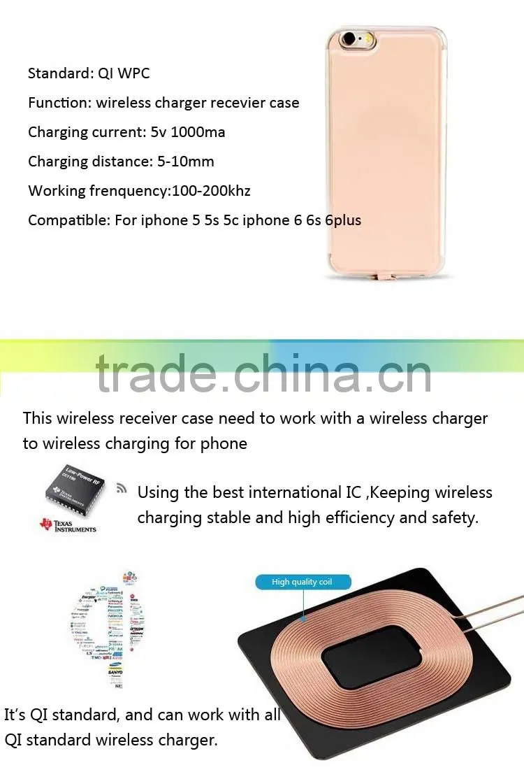 New arrived concise wireless charger case recevier case cover for iPhone series