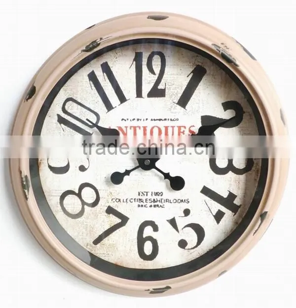 Dia 39 cm Country Style Round Metal Wall Clock