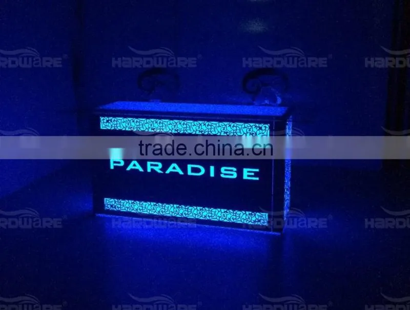 hotel event use square iron wedding reception table with led light