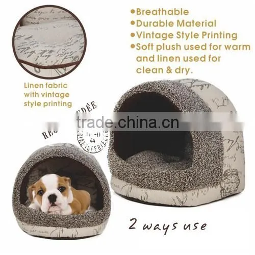 Dog bed linen fabric soft push with vintage printing dome style