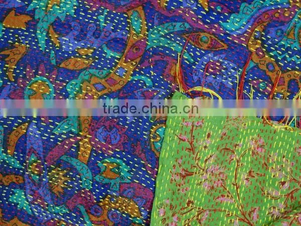 Handmade Silk Kantha Reversible Silk Stoles