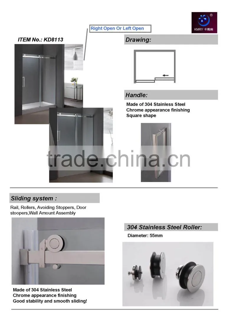 Spare Parts Tempered Stainless Steel prefabricated Sliding Small Cheap Shower Enclosures