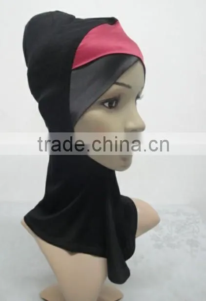 C049 new style both sides two color satin crossover ninja inner underscarf,full underscarf to cover neck