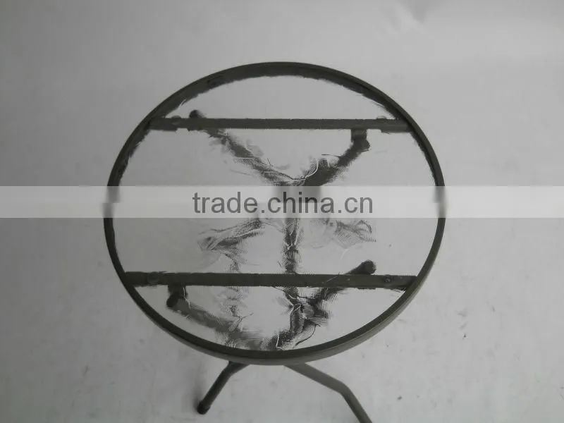Folding Camping Glass Table With Steel Tube For Picnic