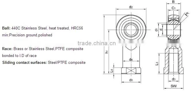 LDK TS16949 rod end bearing SCHS series