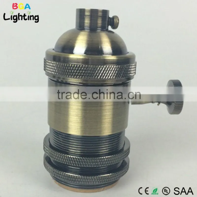 E26 Brass vintage iron light socket With Switch for DIY Pendant light