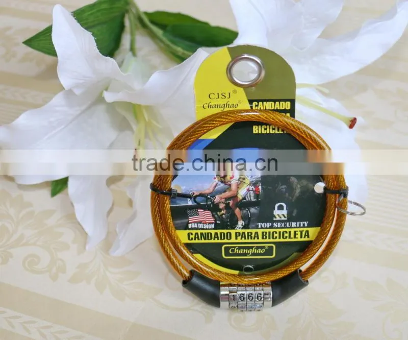 outdoor security product 4-digital combination bike cable lock factory