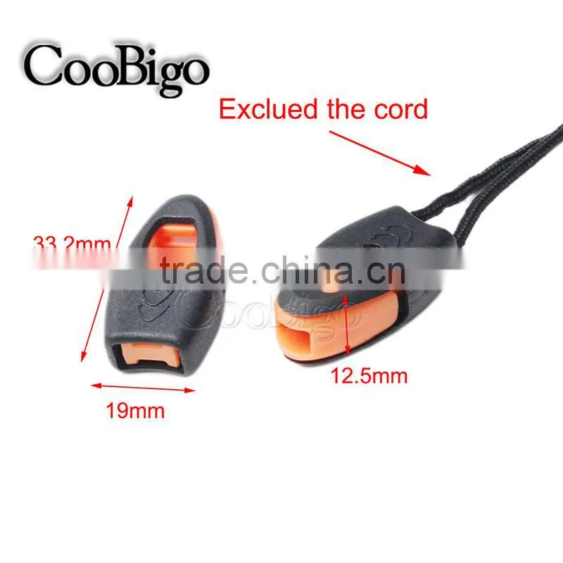 Plastic Zipper Pull Cord Lock Ends For Paracord Whistle ORANGE #FLS070