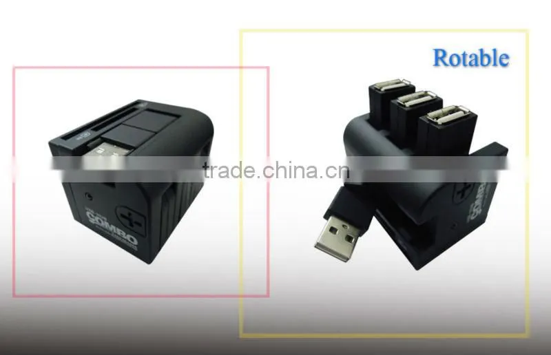 USB 2.0 COMBO Card Reader with 3 USB Port
