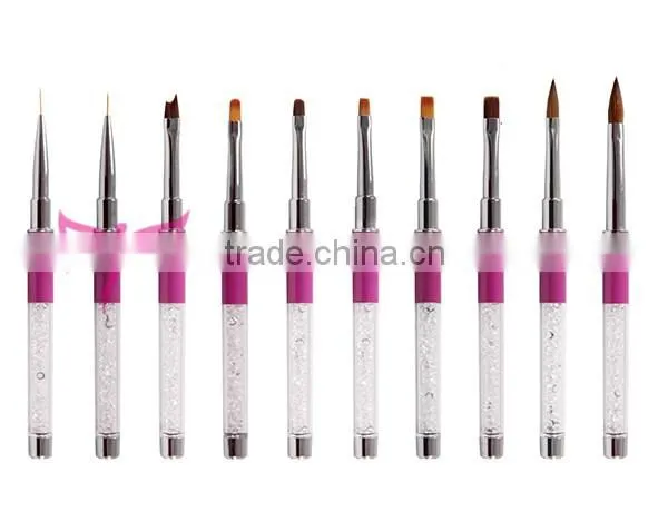 kolinsky hair nail brush set,high quality nail art brush set with gel brush,acrylic brush and nail art liner brush
