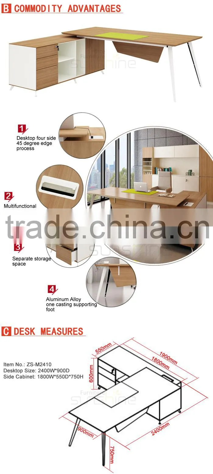 Melamine Manufacturer Luxury Executive Wooden Office Models Of Office Desk ZS-M2410
