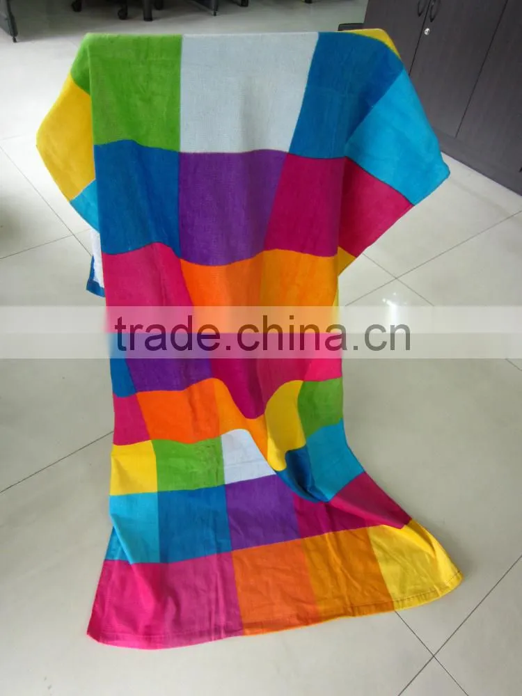 Pure cotton beautiful color seaside plaid beach swimming towel