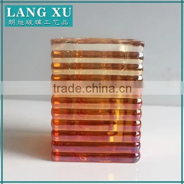 Square color glass candle holder