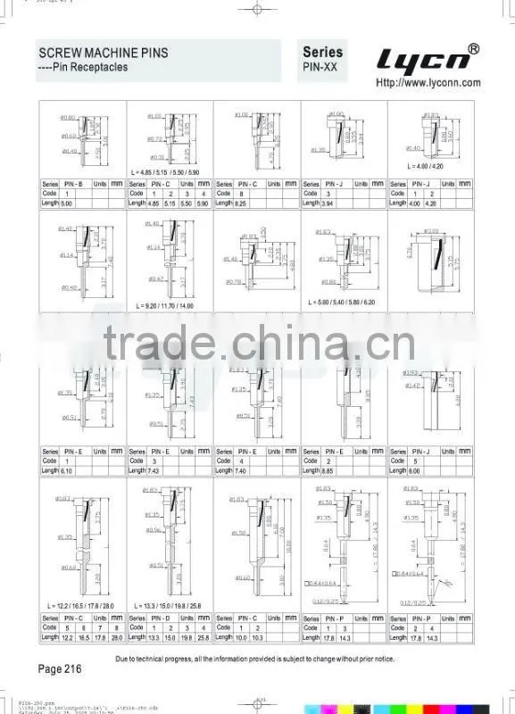 CNC Process Machine Pins Receptacle Pin