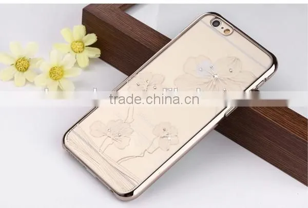 Wholesale fashion flower diamond hard cases for iphone 6 plus