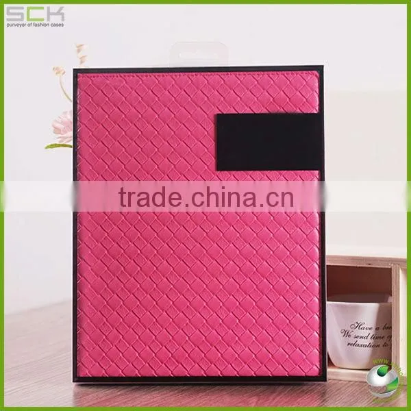 Woven Pattern Leather case For Ipad Case 2/3/4 with stand