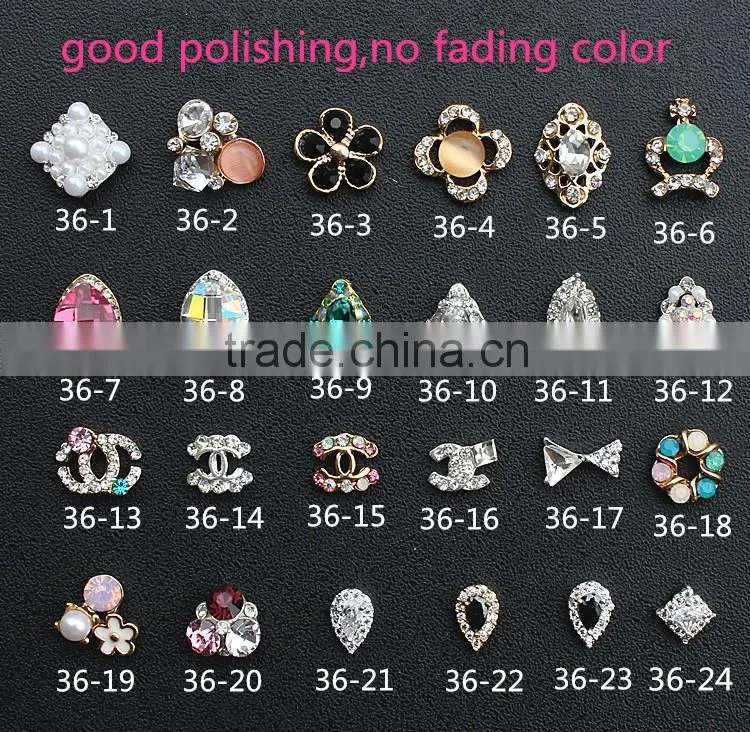 gold plating no fading color drop bow pearl big stone crown nail metal jewelry