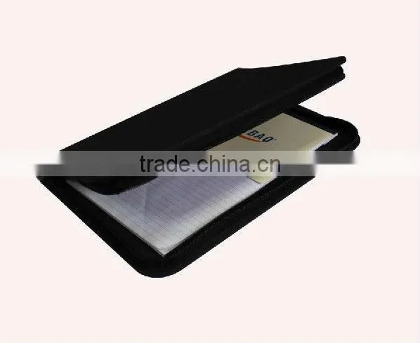Embossed business leather portfolio/folder with handle /notepad/penholder