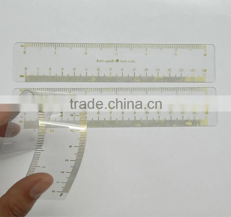 OEM Factory - gold stamping print logo rulers, flexible pvc ruler, custom soft ruler, clear plastic ruler