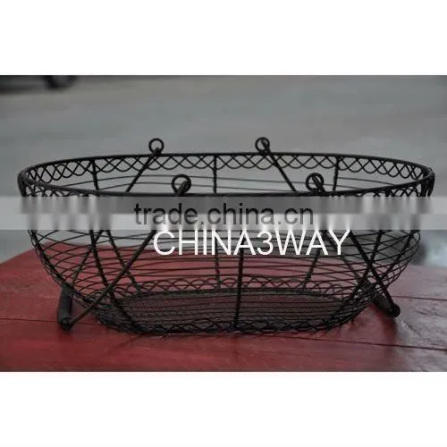 best boat shape black metal wire fruit basket for sale