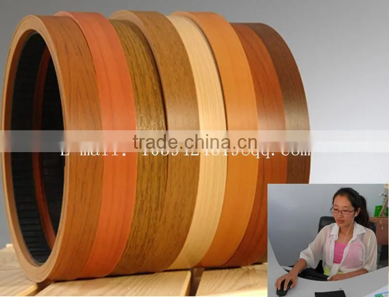 0.6mm thickness Solid color and wood grain color PVC edge banding