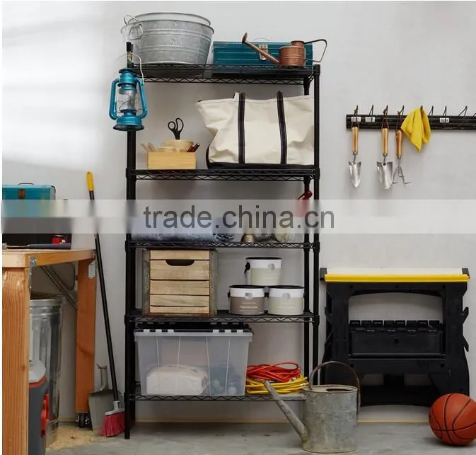 5-Shelf metro Shelf ; Black wire shelf system black