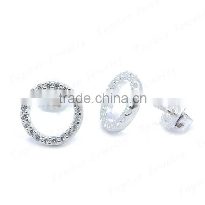 925 sterling silver simple stud earring with zircon