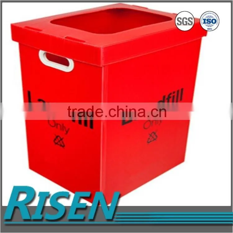 Floor standing printed plastic corrugated board dustbin