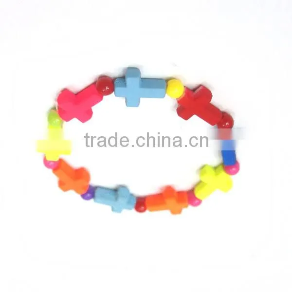 rubber cross and acrylic bead bracelet ,16*12mm cross