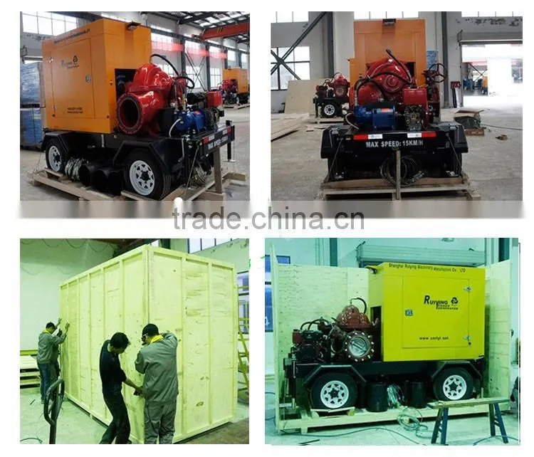high speed running diesel engine pump unit with trailer type 280m3/h