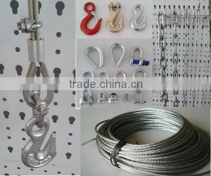 Rigging hardware wire rope thimbles, clips, shackles, hooks and chains