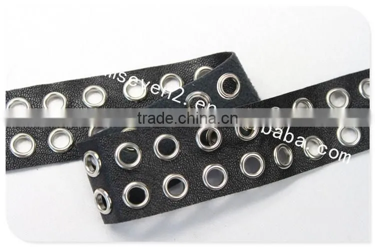 High quality 3.3cm width black leather eyelet trims for shoes wholesale