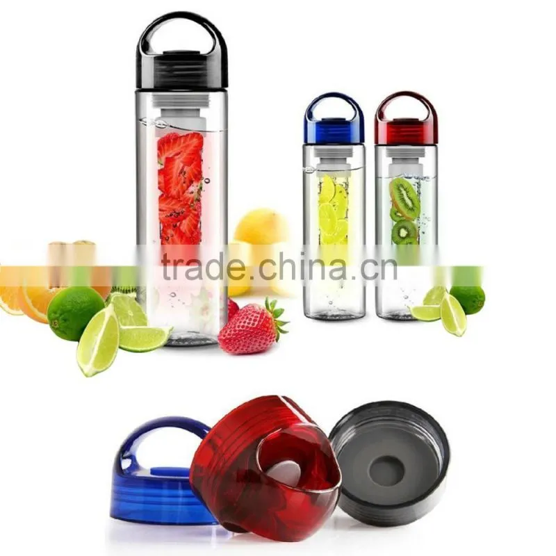fruit infuser water bottle,plastic sport drinking bottle water bottle,plastic fruit juice bottles with blue cap
