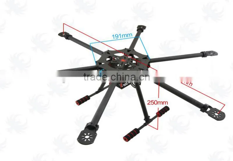 Hexa-rotor copter carbon fiber frame foldable, FPV hexacopter multicopter RC flight model aerial photography