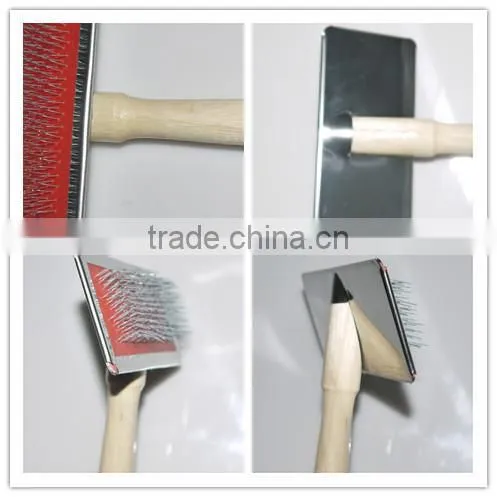 2015 new pet products wood handle pet slicker brush
