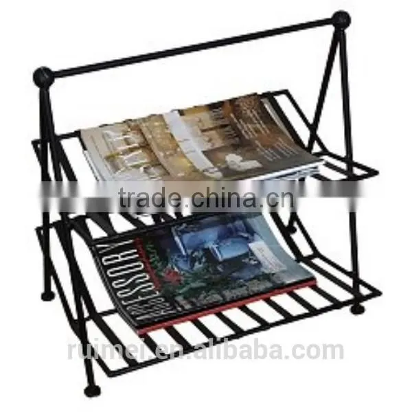 Vintage Mid Century Modern Wire Rack Record Holder Newspaper Stand